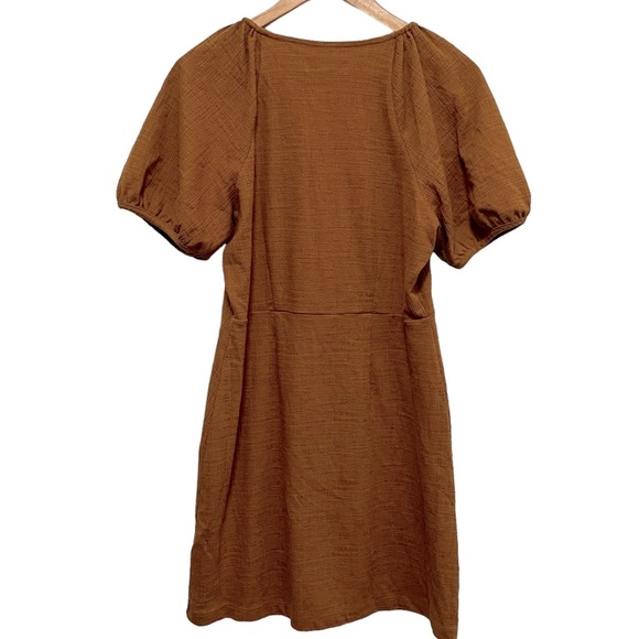 MADEWELL Blogger Fav Texture & Thread Puff-Sleeve Dress Mustard Yellow Size M - Picture 3 of 11